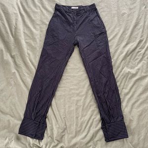 JW ANDERSON | PINSTRIPED COTTON STRAIGHT-LEG PANTS IN NAVY-BLUE | US SZ 8